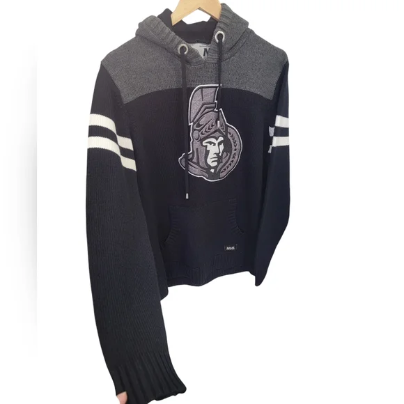 NHL by ILANCO Ottawa Senators Knit Hoodie Black Sens Pullover Sweater Me… - Picture 6 of 16